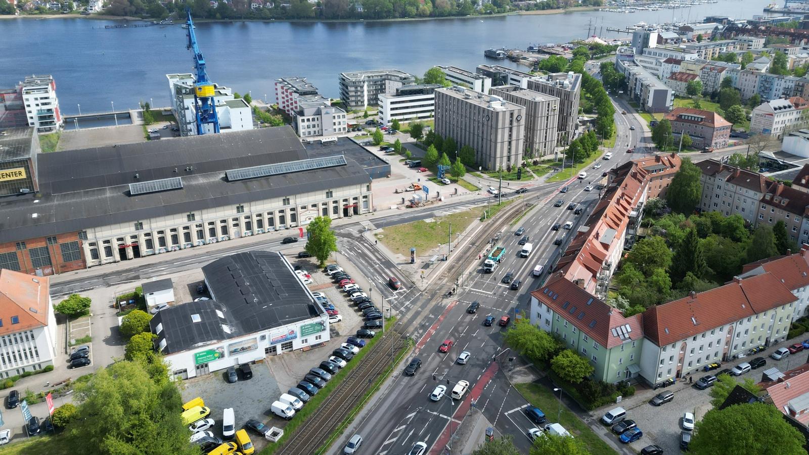Bauarbeiten am Werftdreieck