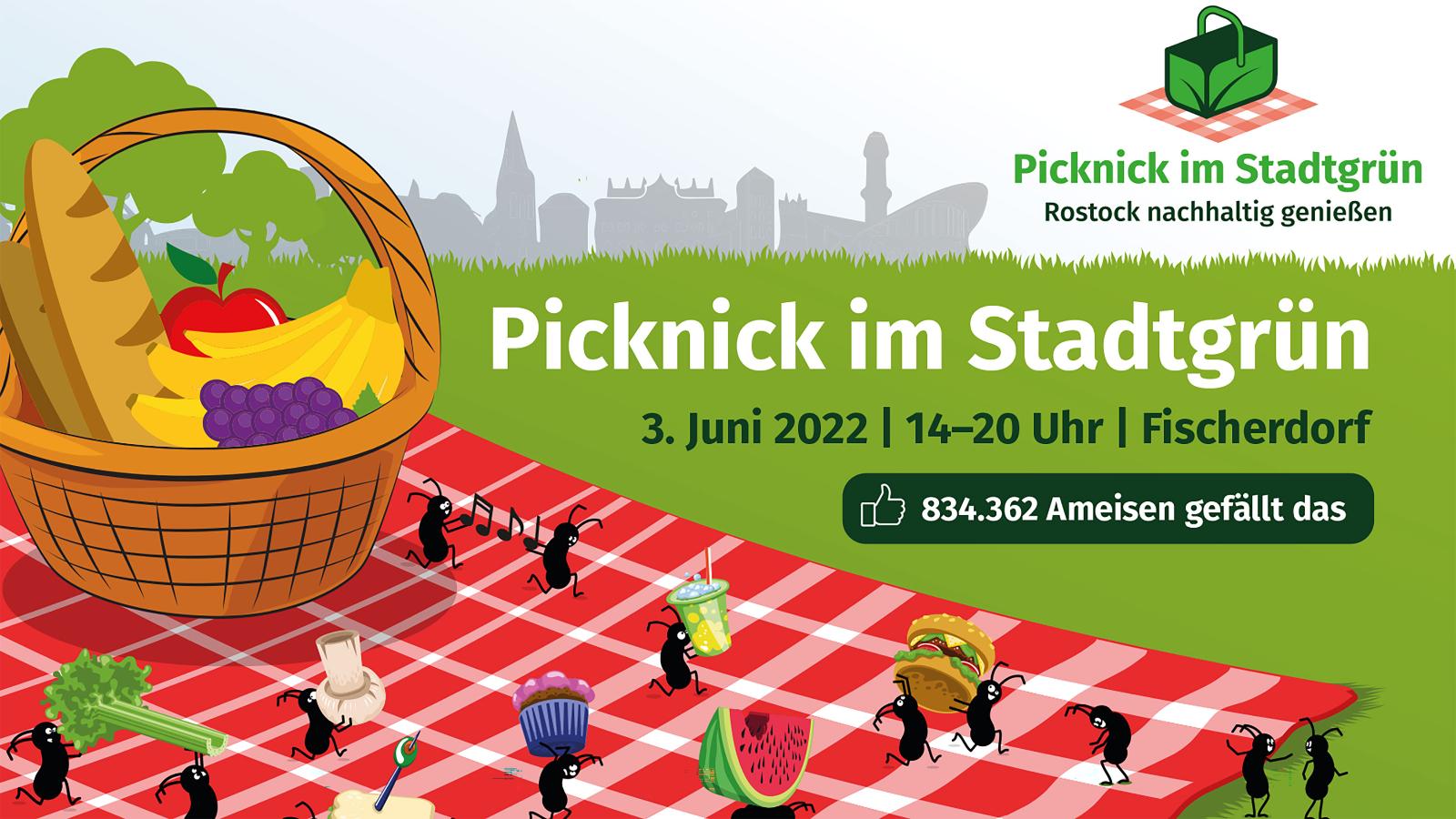 Nachhaltigkeit direkt leben ist beim Picknick im Stadtgrün möglich. Grafik: Rathaus Rostock